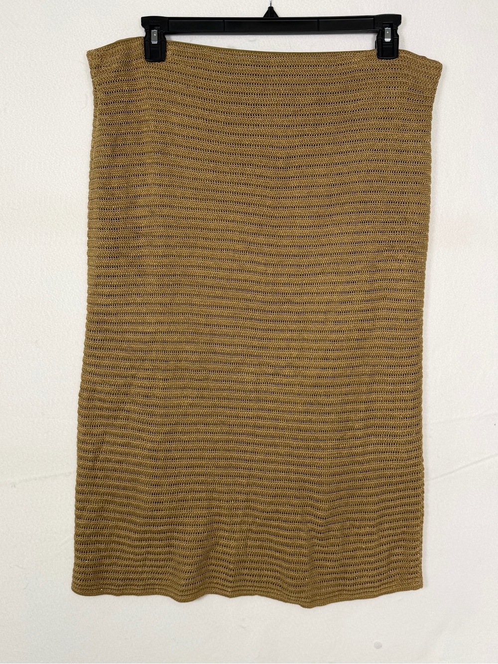 Lauren Ralph Lauren Camel & Metallic Midi Pencil Skirt Lined